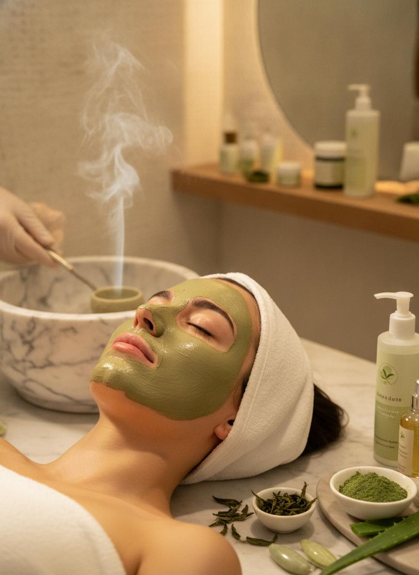 Tratamiento anti-acné con mascarilla de té verde - Bella Art Studio